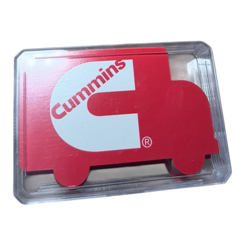 Cummins Playing Cards Gemaco Die Cut Semi‎ Truck Shape Vtg Red White Logo Case